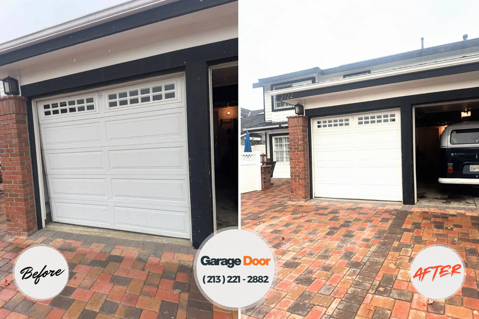 Before and after: garage door repair Benwood, WV